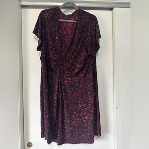 Elegant Purple Floral V-neck Dress